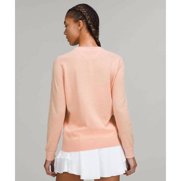 NEW LULULEMON silk-blend crew sweater in peach satin - Picture 3 of 3